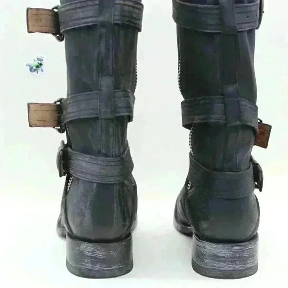 Stetson Women's Black Distressed Leather Tall Riding Zipper Boots Size US 7.5 - Picture 7 of 12